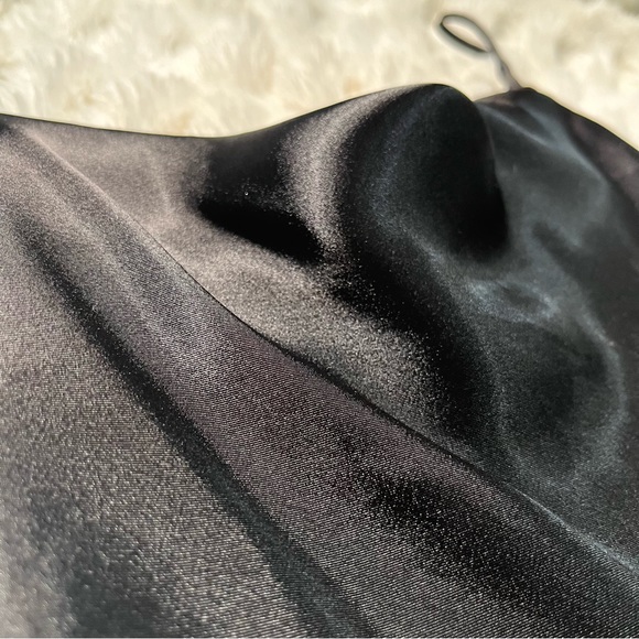 LAST CHANCE: Bebe Black Satin Bias Slip Dress - Picture 8 of 10